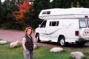 Jen standing in front of our first RV rental