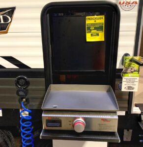 We saw many of these outdoor griddles instead of BBQs in new 2020 RV models.