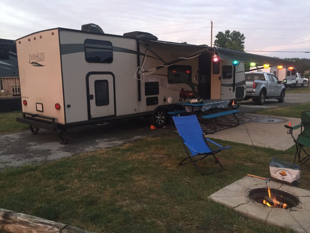 Small private campsite with concrete parking pad